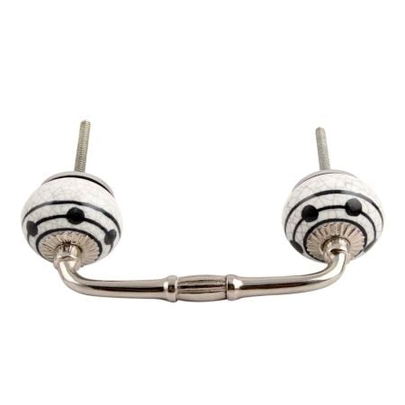 Black Striped Dotted Crackle Ceramic Bridge Handle